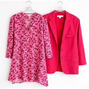 NWT Floral Tunic + Pink NY&Co Blazer Jacket Sz M 14/16 Bundle LOT #1